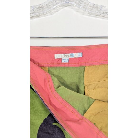 Boden Velvet Skirt Size 10L Green Blue Tropical Floral Mod Boho Pockets - Picture 6 of 8